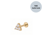 14K Aramis Trinity Flat Back Stud