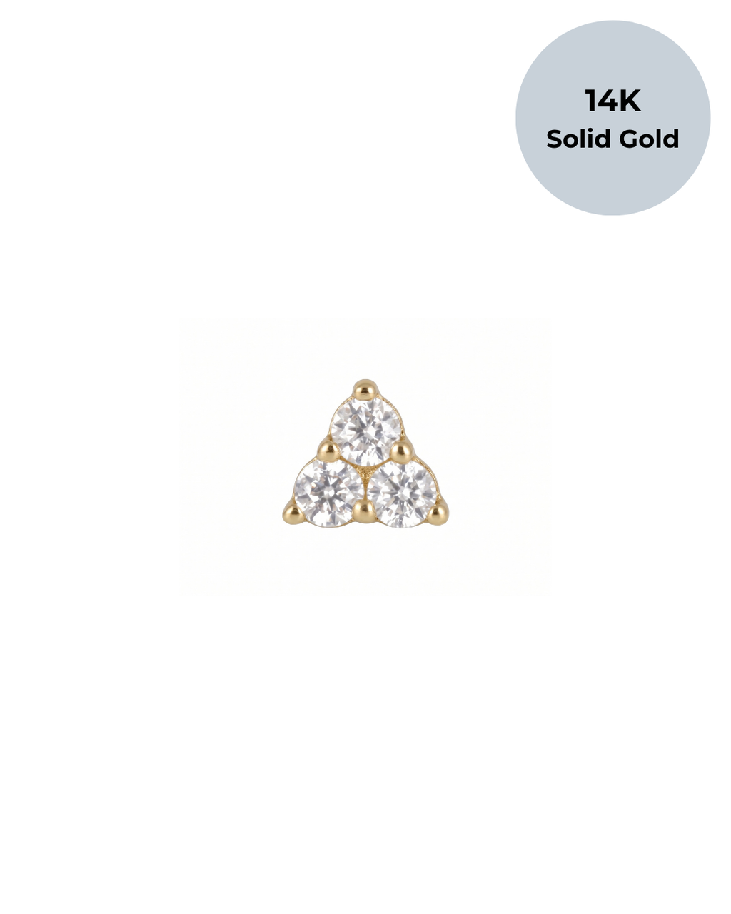 14K Aramis Trinity Flat Back Stud
