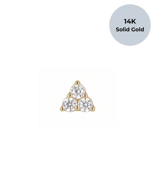 14K Aramis Trinity Flat Back Stud