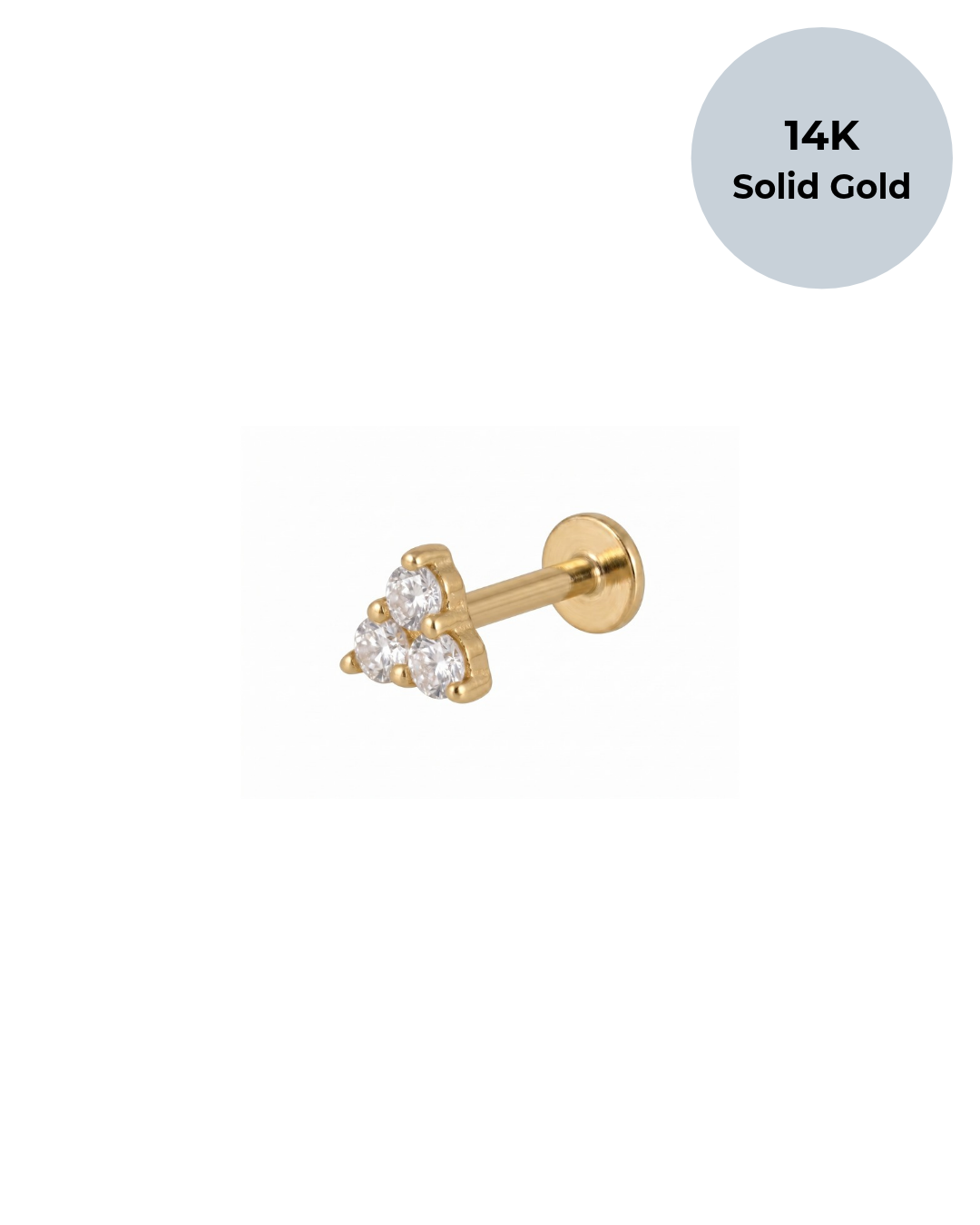 14K Aramis Trinity Flat Back Stud