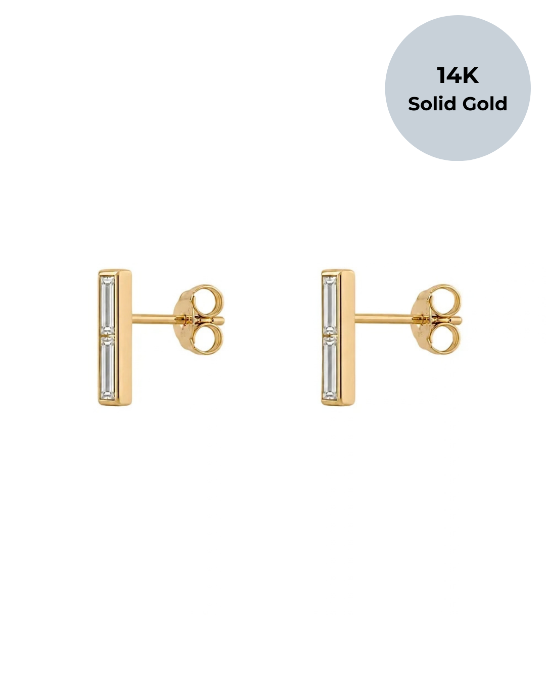 14K Pierre Baguette Studs