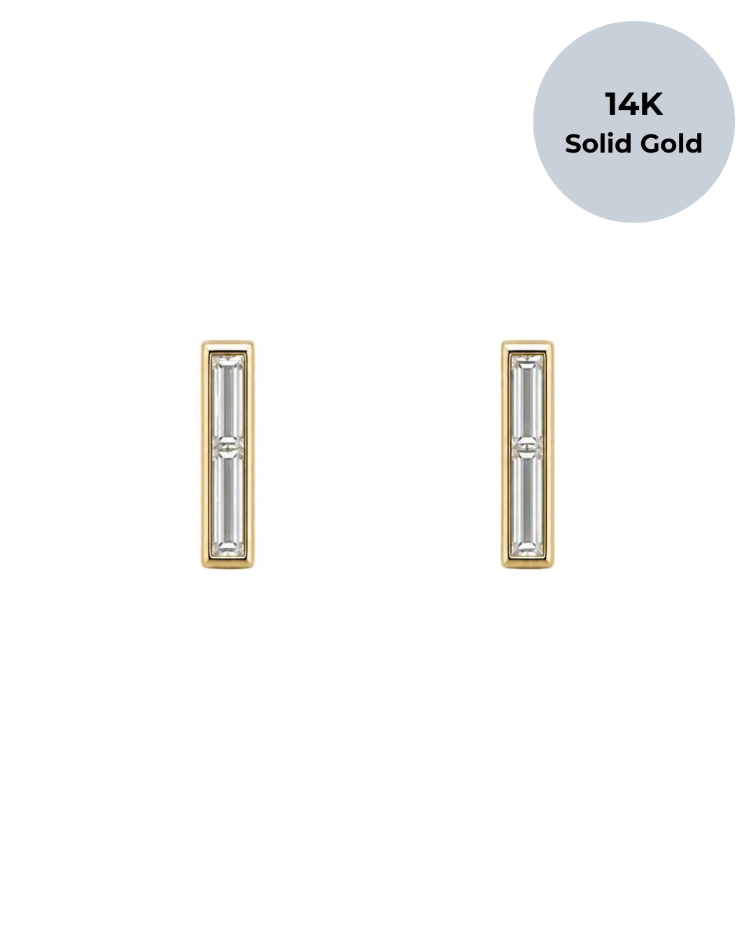 14K Pierre Baguette Studs